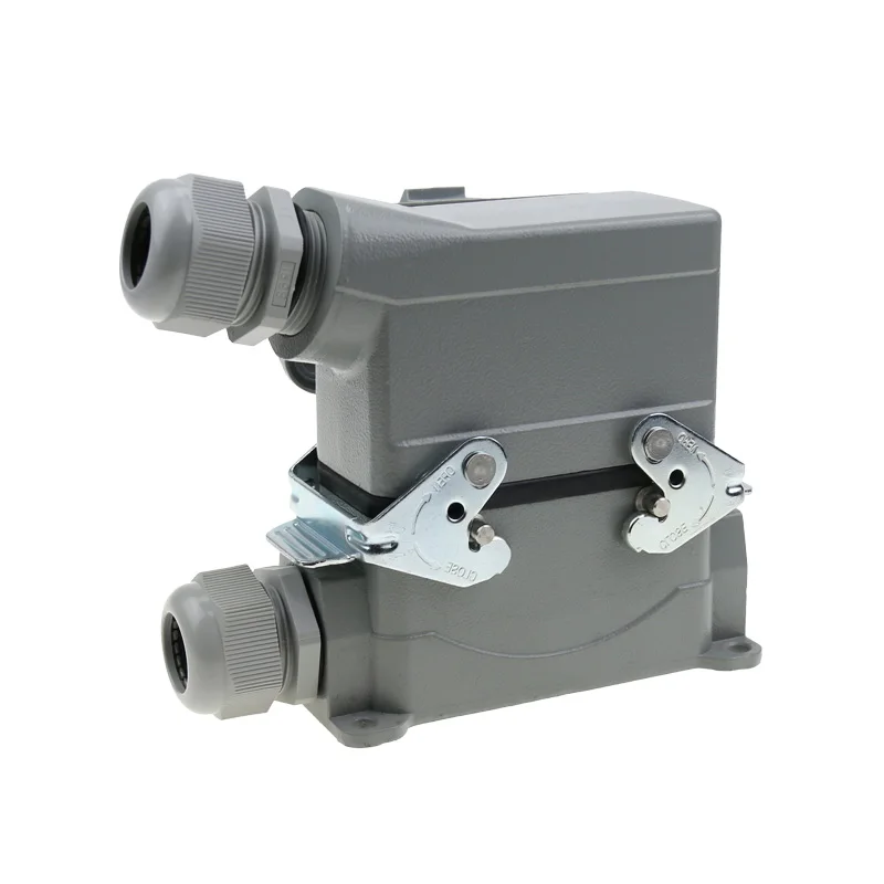 HDC-HE-016 Rectangular Heavy Duty Connector 16 Pins Industrial Aviation Waterproof Plug Socket with Protective Cover 500V 16A