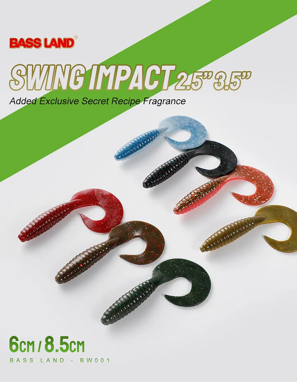 Bassland Silikonköder Grub Wurm 60 mm 85 mm lockiger weicher Angelköder künstliche Jigging-Wobbler Bass Pike Isca Leurre – Detail 1