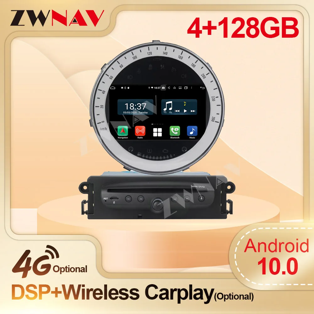 Android 10 4G+128G GPS Audio Navigation DSP Head Unit Car DVD Player wireless Carplay Radio For BMW MNI Stereo  Multimedia