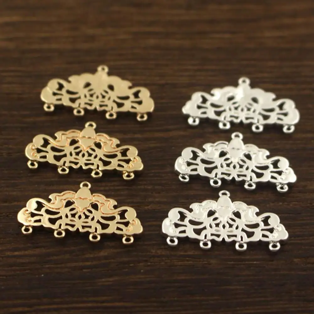 

30pcs Quality Flower Loops Connector Charms Pendant Quality Brass Casted Gold Color DIY Bride Hair Jewelry Accessories