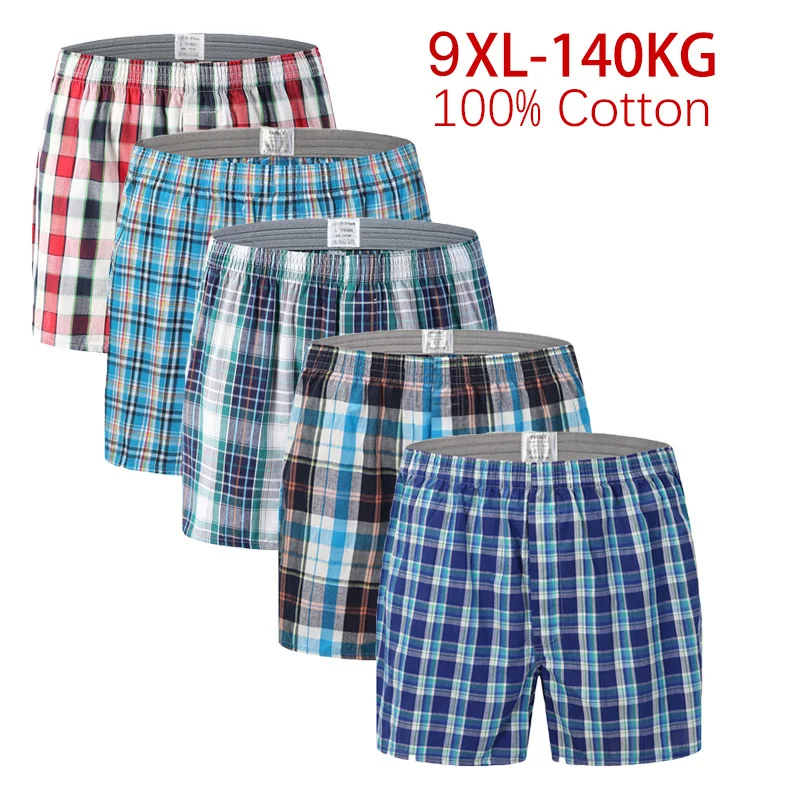 5 pcs Mens Underwear Boxers Shorts Casual Cotton Sleep Underpants Quality Plaid Loose Comfortable Homewear Striped Arrow Panties