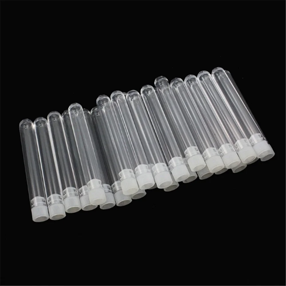 10pcs Clear Plastic Test Tube With Cap Bottom Long Transparent Test Tube Lab Provides 2 Sizes Liquid Packaging