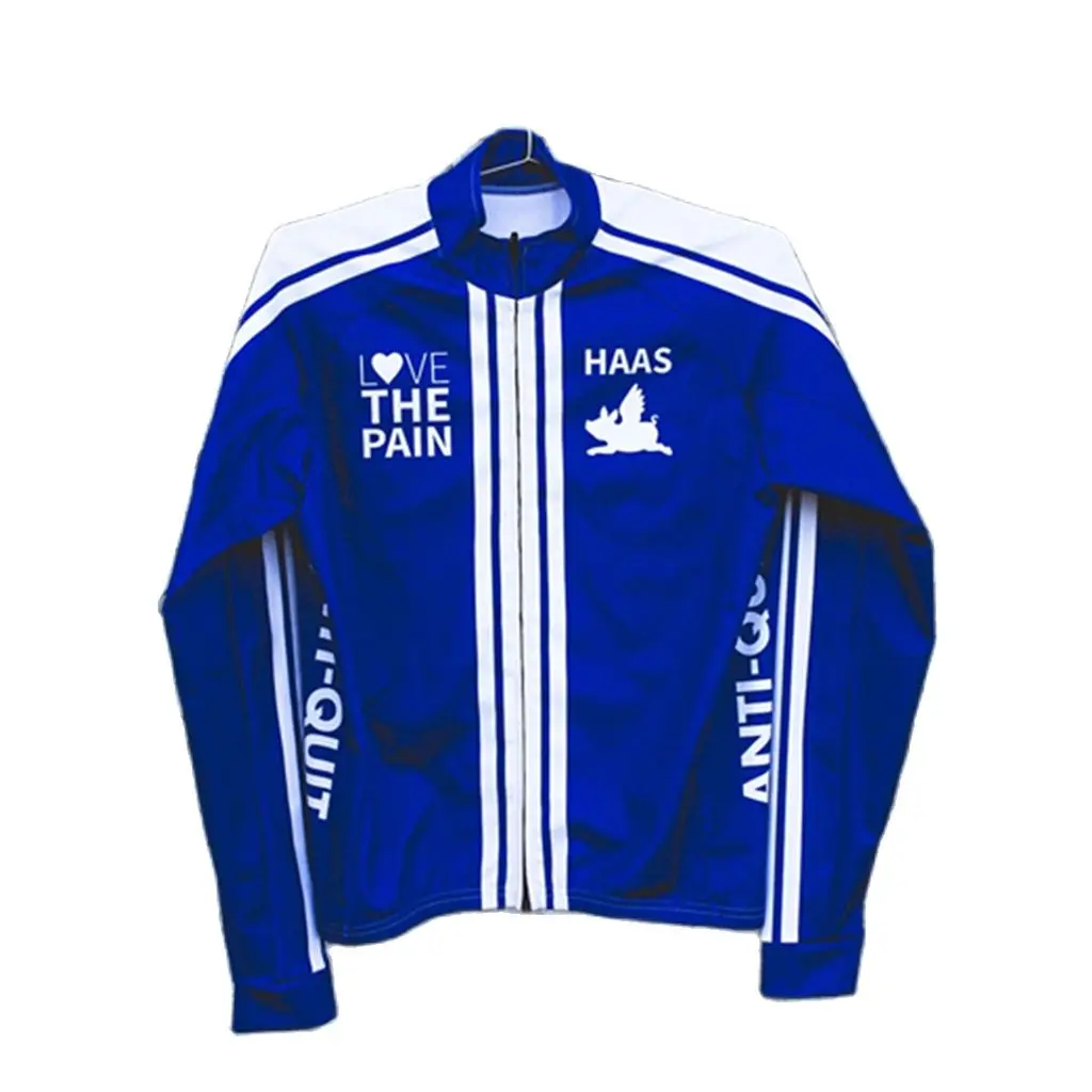 

LOVE THE PAIN Winter Cycling Blue/White Long Sleeve Thermal Fleece Warm Jerseys Men's Windbreaker Chaqueta Ciclismo Hombre Tops