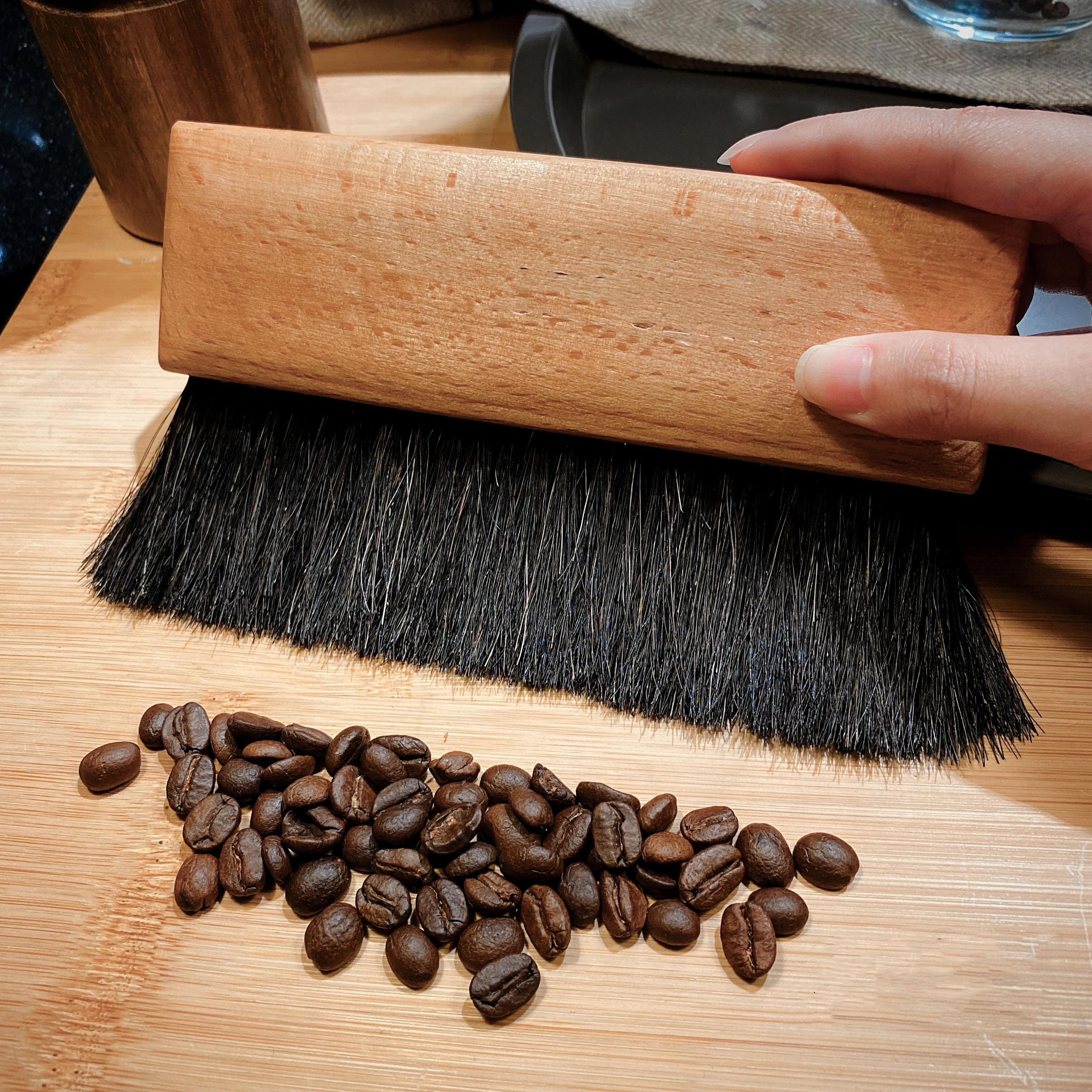 Coffee Bar Cleaning Brush With horsehair brush  Desktop Brush Cleaner Tool For Barista Home Kitchen