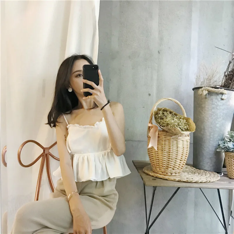 Women Beach Handbag Basket Straw Hand Bag Cover Fashion Summer New Wicker Small Retro Rattan Tote Travel Clutch Bag Handmade