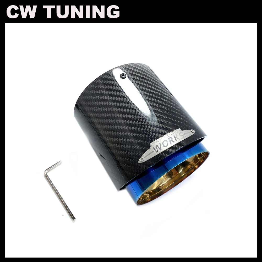 JCW Burnt Blue Pipe Black Carbon Fiber Exhaust Muffler Tip Fit For Mini Cooper R55 R56 R57 R58 R59 R60 R61 F54 F55 F56 F57 F60