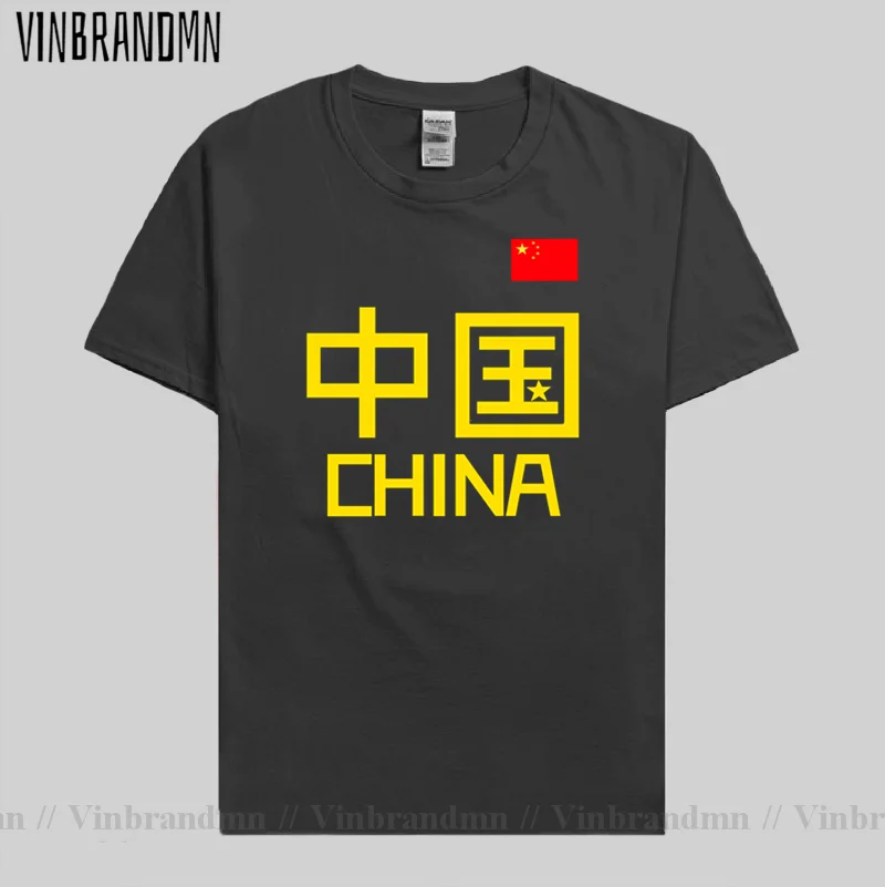 People\'s Republic of China CHN mens t-shirt Chinese character Flag Short sleeve clothes cotton summer casual Fashion Print 07