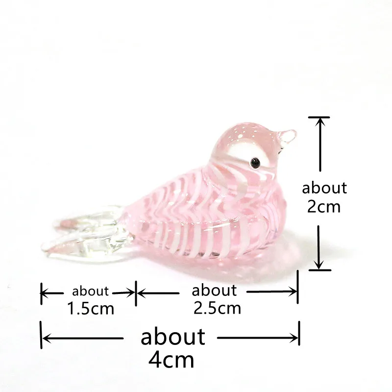 Custom Wholesale Different Style Mini Glass Bird Figurine Cute Animal Craft Ornaments Easter Home Fairy Garden Decor Accessories