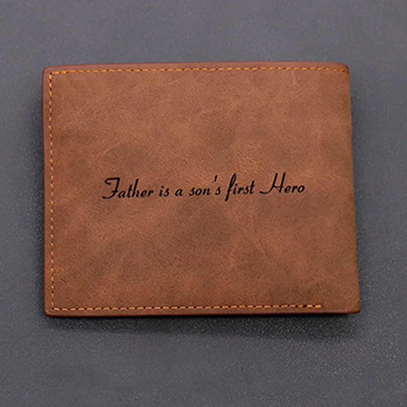 Custom Pattern Engraving Men 's Leather Bi-Fold Photo Personalized Wallet Custom Picture Carving Text Wallet Father's Day Gift