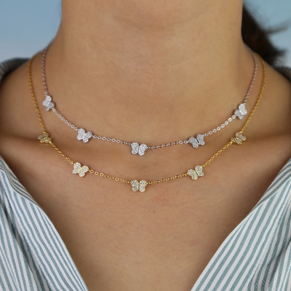 2025 nowa dostawa kobiety dziewczyna śliczne piękne zwierzęce wzornictwo minimalny delikatny biały Cz urok naszyjniki w kształcie motyla luksusowa biżuteria na prezent