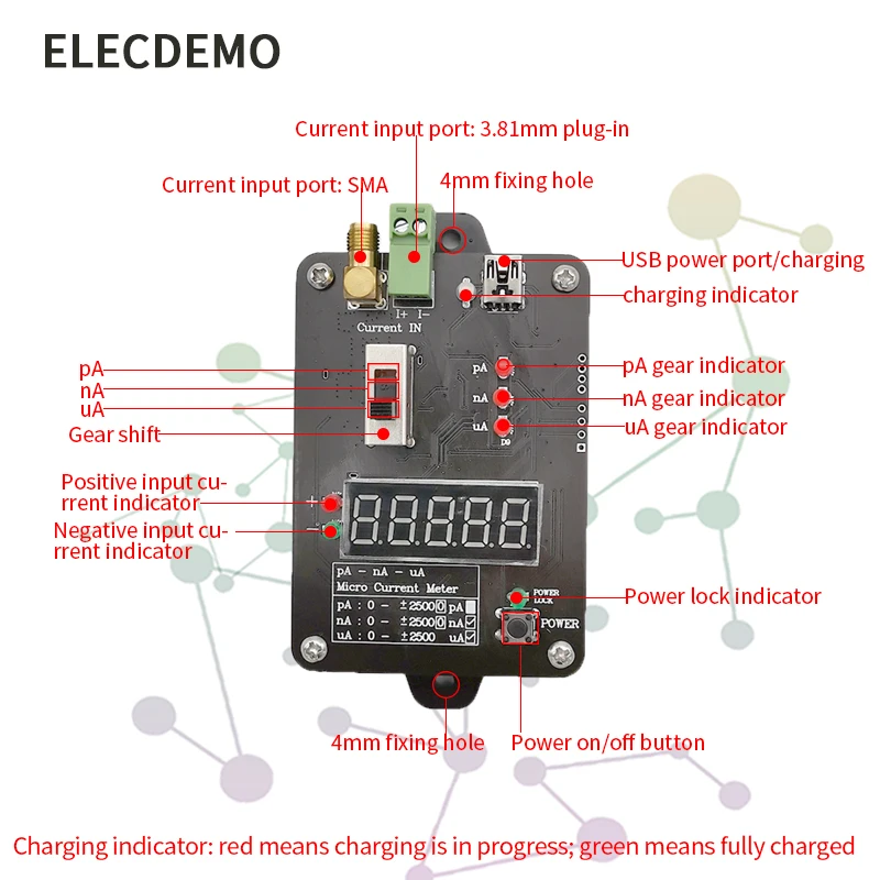 Micro Ammeter Milliampere Microampere Picoammeter mA uA nA pA Weak current Dark current Photocurrent