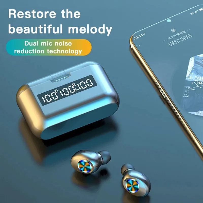 سماعات أذن ستيريو TWS لاسلكية مزودة بتقنية البلوتوث 5.0 مع بنك طاقة بقدرة 2000 مللي أمبير في الساعة لهواتف آيفون 12 الصغيرة من شاومي