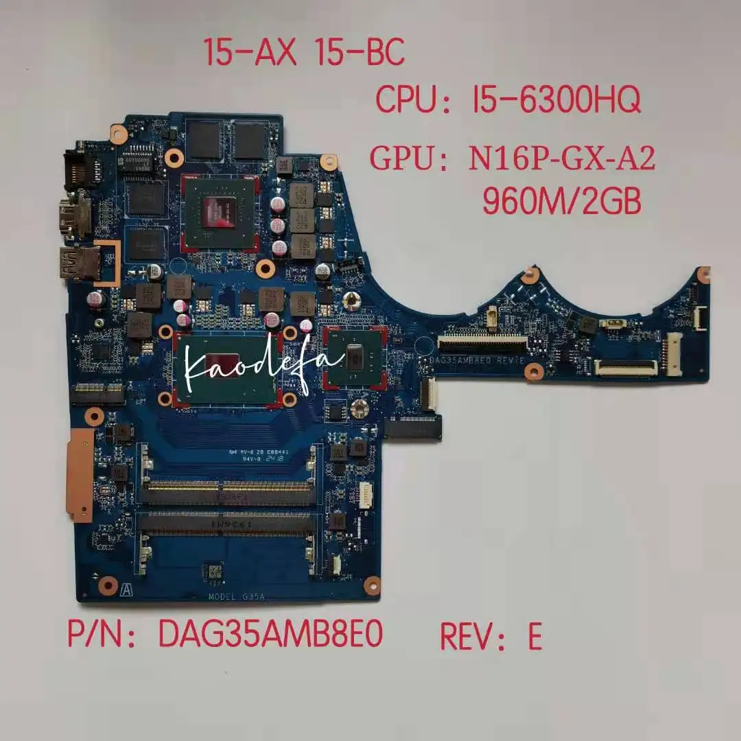 

For HP TPN-Q173 15-BC 15-AX Laptop Motherboard DAG35AMB8E0 MB W/ CPU i5-6300HQ GPU GTX960 2gb 856677-601 856679-601 100% Test Ok