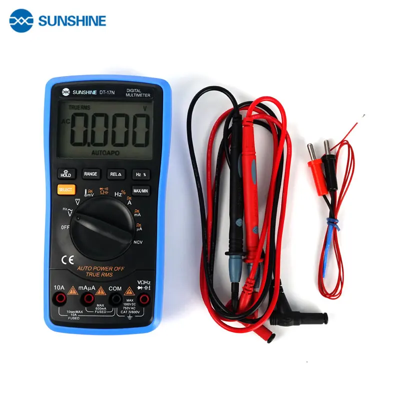 SUNSHINE DT-17N Multimetr z wyświetlaczem LCD i automatycznym zakresem Multimetr cyfrowy Automatyczny cyfrowy tester przyrządów do narzędzi naprawczych