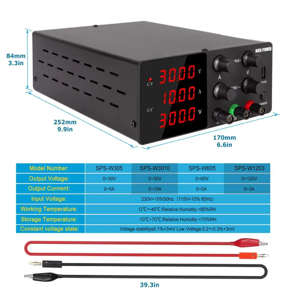 Laboratorium Voeding 30v10a Stroomregelaar Schakelaar Voeding Instelbare Spanningsregelaar Bank Bron Digitaal 60v5a