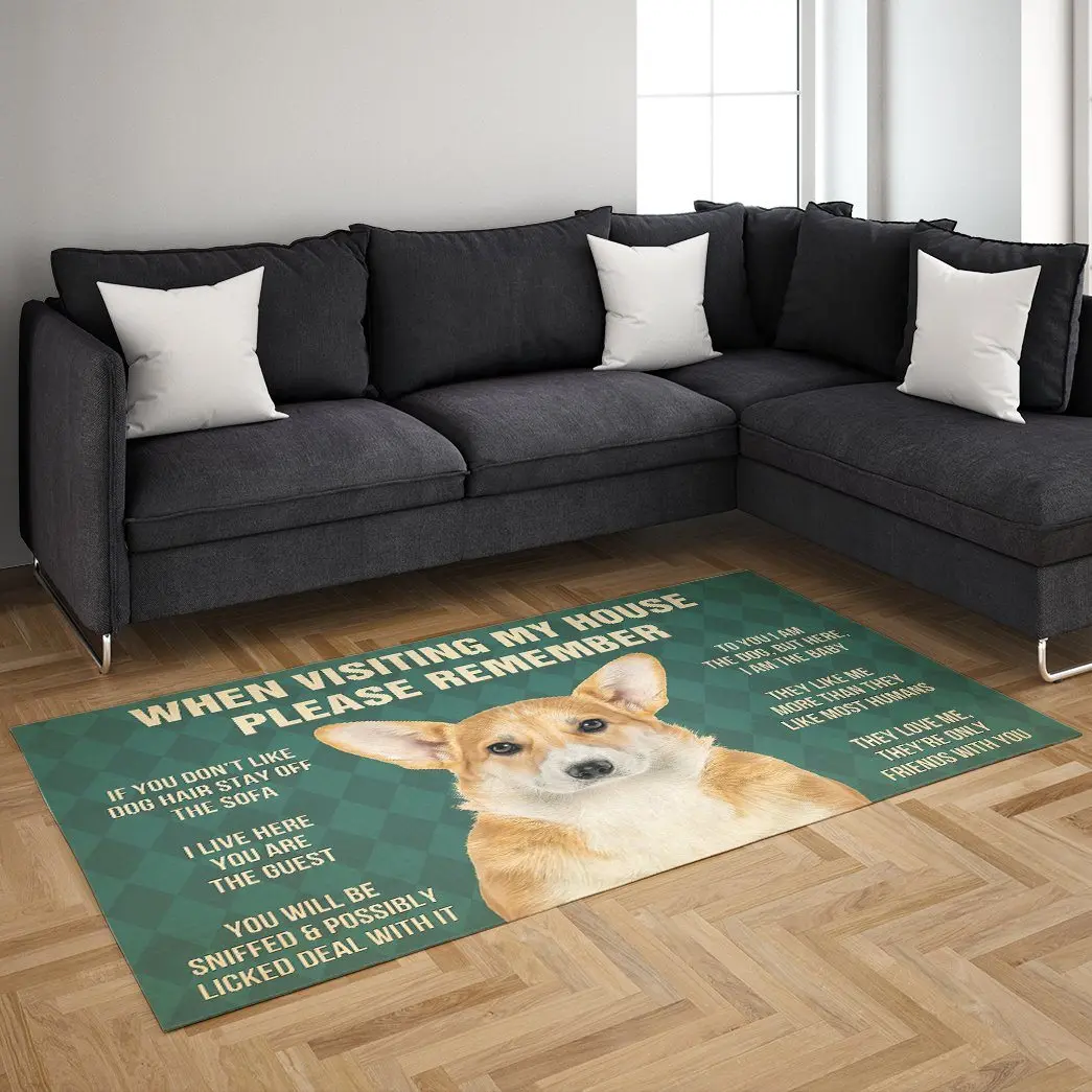 Please Remember Welsh Corgi Dog carpet Floor Mat Rug Non-slip Mat Dining Room Living Room Soft Bedroom Carpet 03