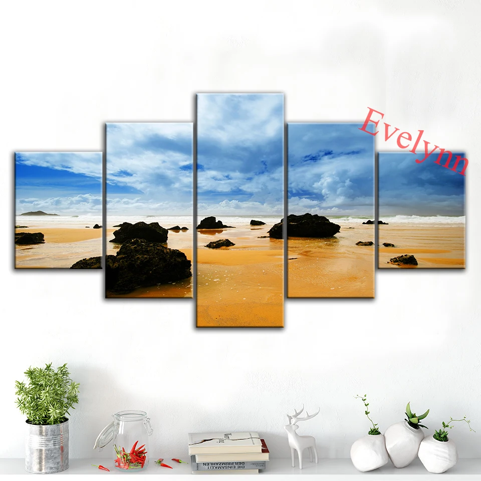 

Modern Canvas Frame 5 Pieces Beach, Reef Poster Modular Pictures Natural Wall Art Prints Home Decor Painting Living Room Cuadros