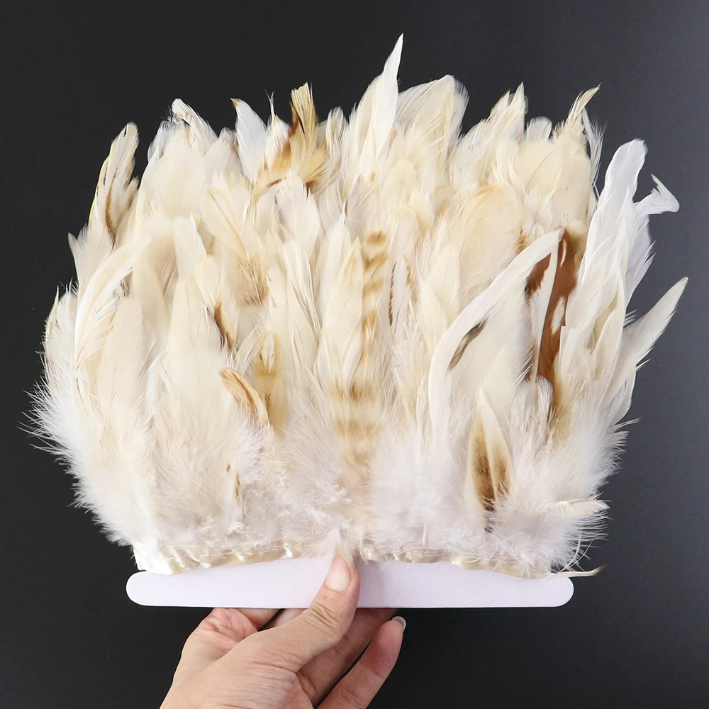 10 yard Natural Rooster Feather Trim Fringe 10-15CM Chicken Feather Decoration feather Ribbon DIY Craft dresses Sewing Accessory