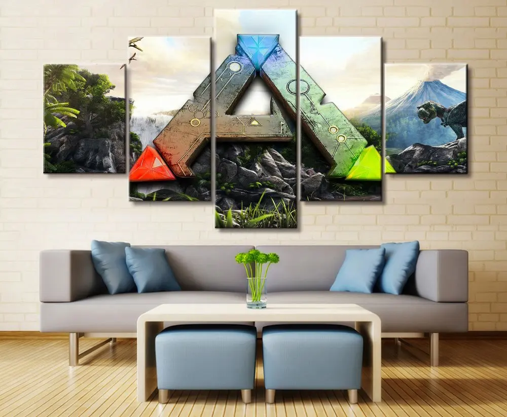 5pcs ARK Survival Evolved LOGO Game Pictures Wall Art Home Decor Poster Canvas HD Print Painting Living Room Decoration 20x30