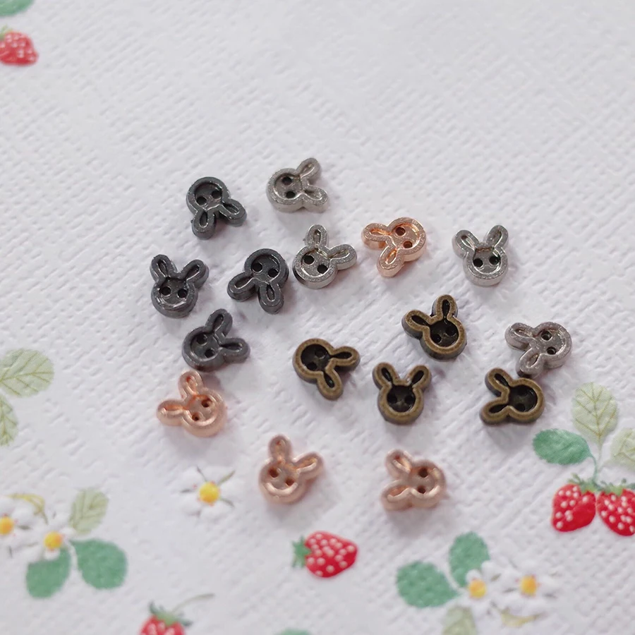 30PCS/lot 4MM Cute Mini Rabbit Button 9 Colors Metal Clothes press stub for DIY blyth, ob11, bjd Dolls Clothes Accessories