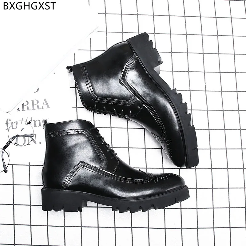 Ankle Boots for Men Male Platform Motorcycle Boots Men Casual Shoes Leather Boots for Man 2024 Luxury Designer Shoes Men Zapatos