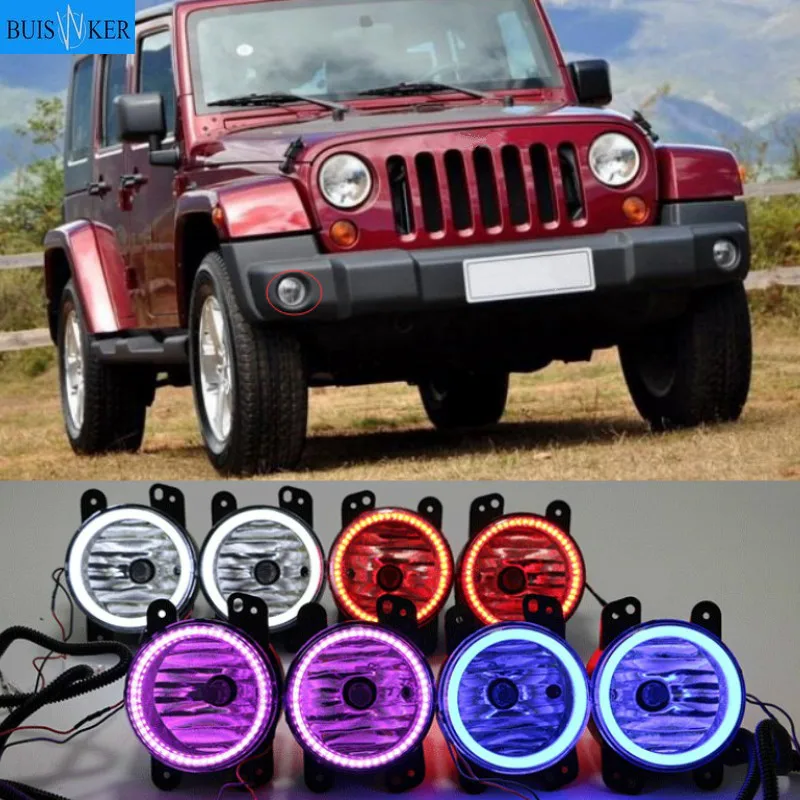 

2PCS For JEEP Wrangler Journey Car LED Fog Light Angel Eye Daytime Running Light White Red blue purple