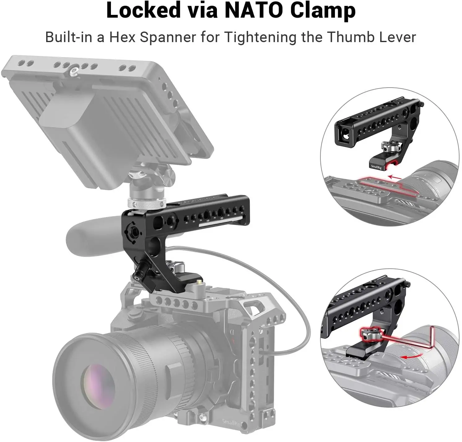 SmallRig DSLR Camera Rig NATO Top Handle Quick Release Hand Grip Compatible w/ SmallRig A6500 , BMPCC 4 K Cage or Nato Rail 2439