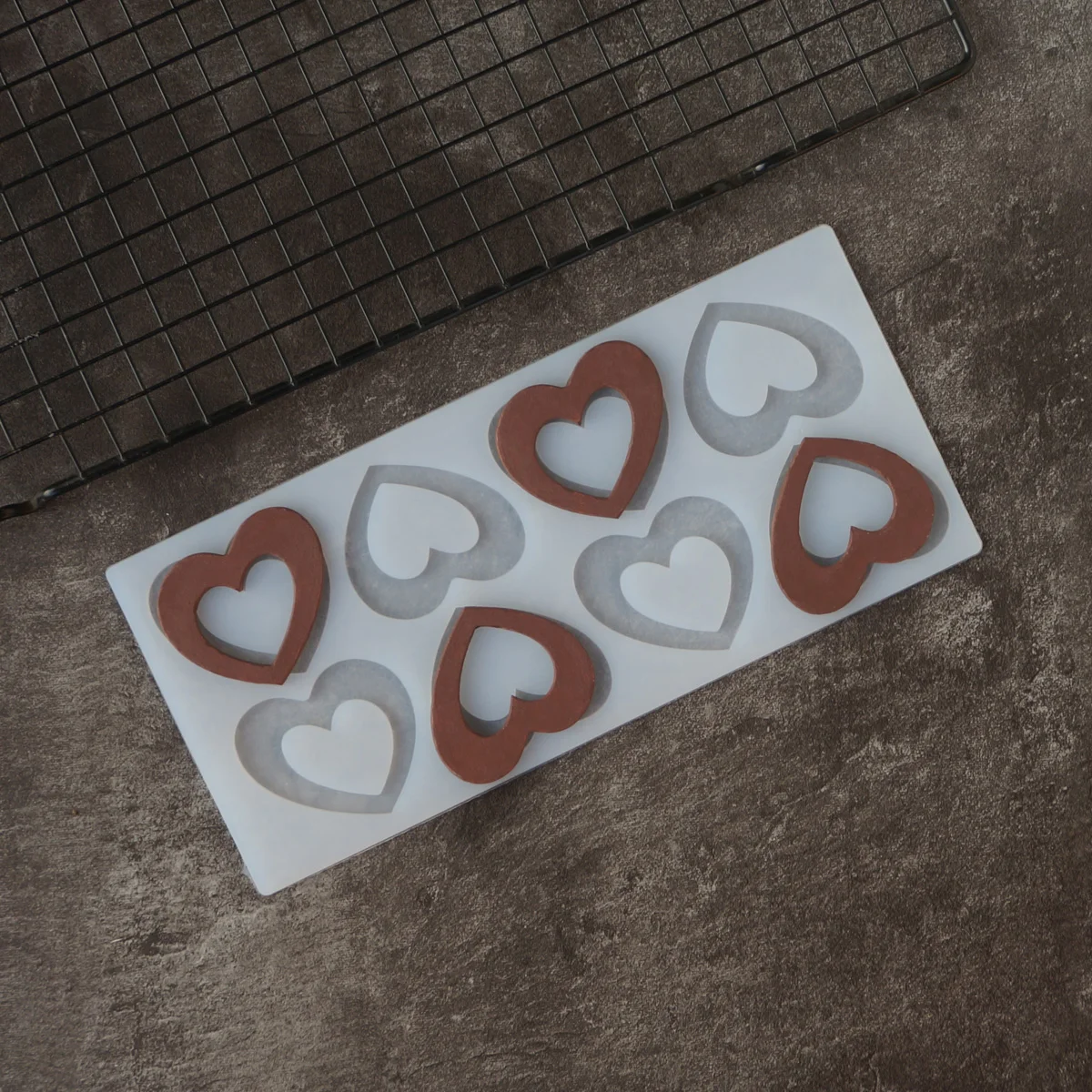 Molde de plantilla de Chocolate con forma de corazón, decoración de pasteles de Mousse, hoja de transferencia de Chocolate con corazón de amor calado, Chablon para hornear