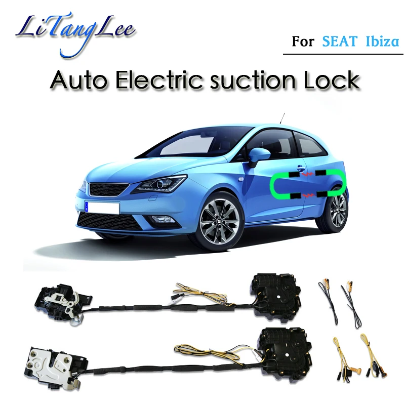 Car Soft Close Door Latch Pass Lock Actuator Auto Electric Absorption Suction Silence For SEAT Ibiza 2013~2023