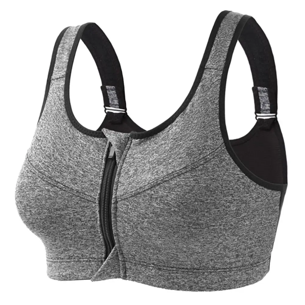 S-3XL Reggiseni sportivi con cerniera da donna Top push up imbottito senza ferretto Lady Girls Traspirante Fitness Run Gym Yoga Reggiseni