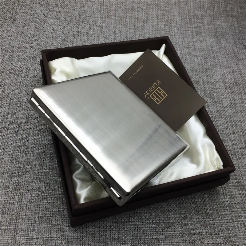 KC1-01 Super Quality Male 20 Metal Cigarette Case Stainless Steel Portable Cigarette Storage Box Bin Smoking Holders