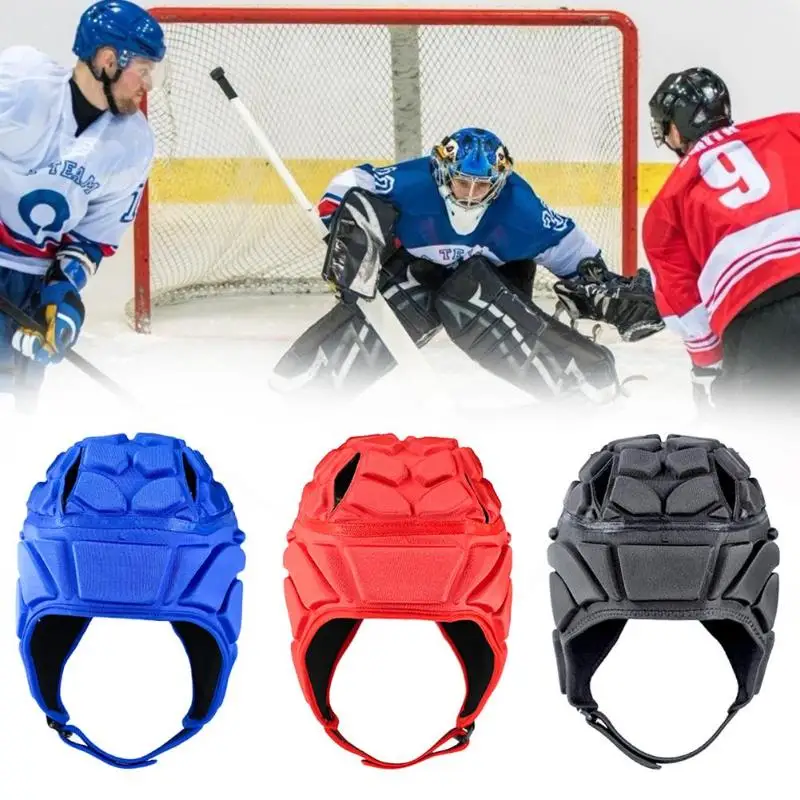 

Men kid hockey Tank cap Profession Football Soccer Goalkeeper Helmet Sport Rugby Cap Head Guard Goalie Roller Hat Head Protector