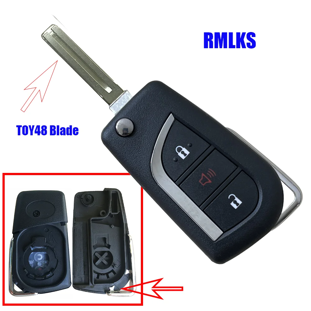 2/3/4 Button Flip Dolding Remote Key Shell For Toyota 2014 Levin Camry Reiz Highlander Corolla Replacement Key Shell TOY48 TOY43