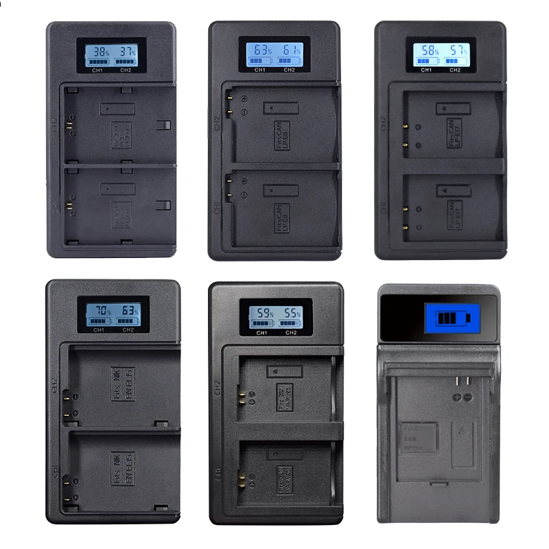 بالو الرقمية شاحن LP-E6 LP-E8 LP-E17 NP-FW50 EN-EL15 EL15 شاشة الكريستال السائل يأتي مع كاميرا بـ USB البطارية المزدوج فتحة شاحن