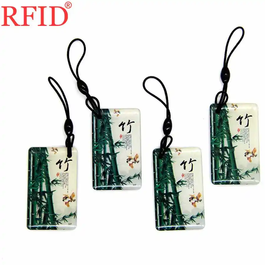 UID S50 1K 13.56Mhz Bamboo Pattern Keyfob Key Fobs Changeable Rewritable Block 0 Card RFID NFC Badge Keychain Token Tag 1pcs