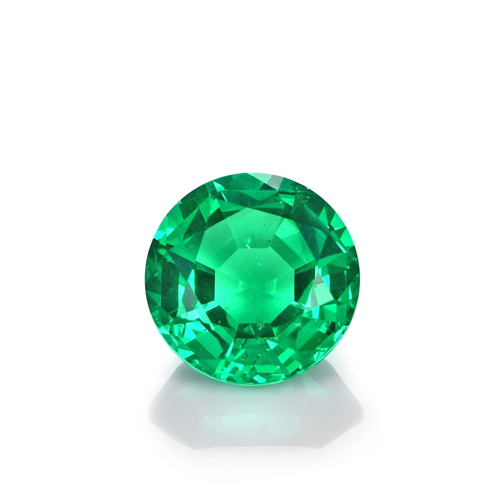 Green Columbian Emerald Loose Gemstone Round 8mm 1.75 Carats Hydrothermal Emerald Excellent Cutting Jewelry Design for Wedding