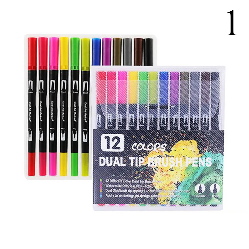 

Dual Tip Brush Art Markers Pen 12/24/36/48/72 Colors Watercolor Pens For Drawing Painting Calligraphy Art Supplies канцелярия