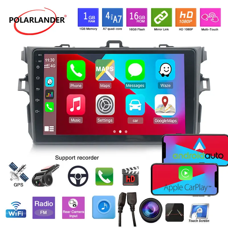 

Car Radio 2Din 9'' Car Products GPS Navigation Android 10 Multimedia video Built-in Carplay WIFI For Toyota Corolla 2009-2013