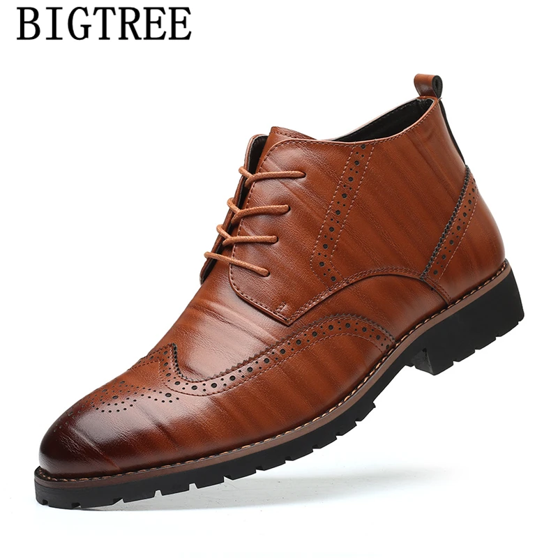 Motorcycle Boots Leather Shoes Mens Dress Boots Coiffeur Designer Shoes Men Ankle Boots Italian Formal Shoes Plus Size Dress