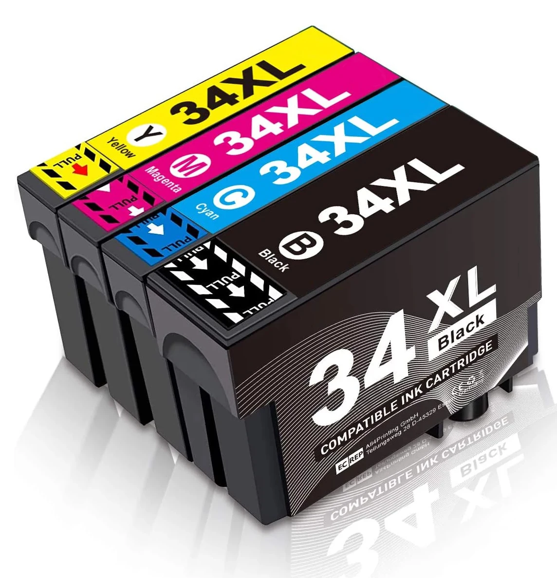 T34XL T34 Compatible 34XL Ink Cartridge T3471 T3472 T3473 T3474 for Epson Workforce Pro WF-3720 WF-3725 Printer