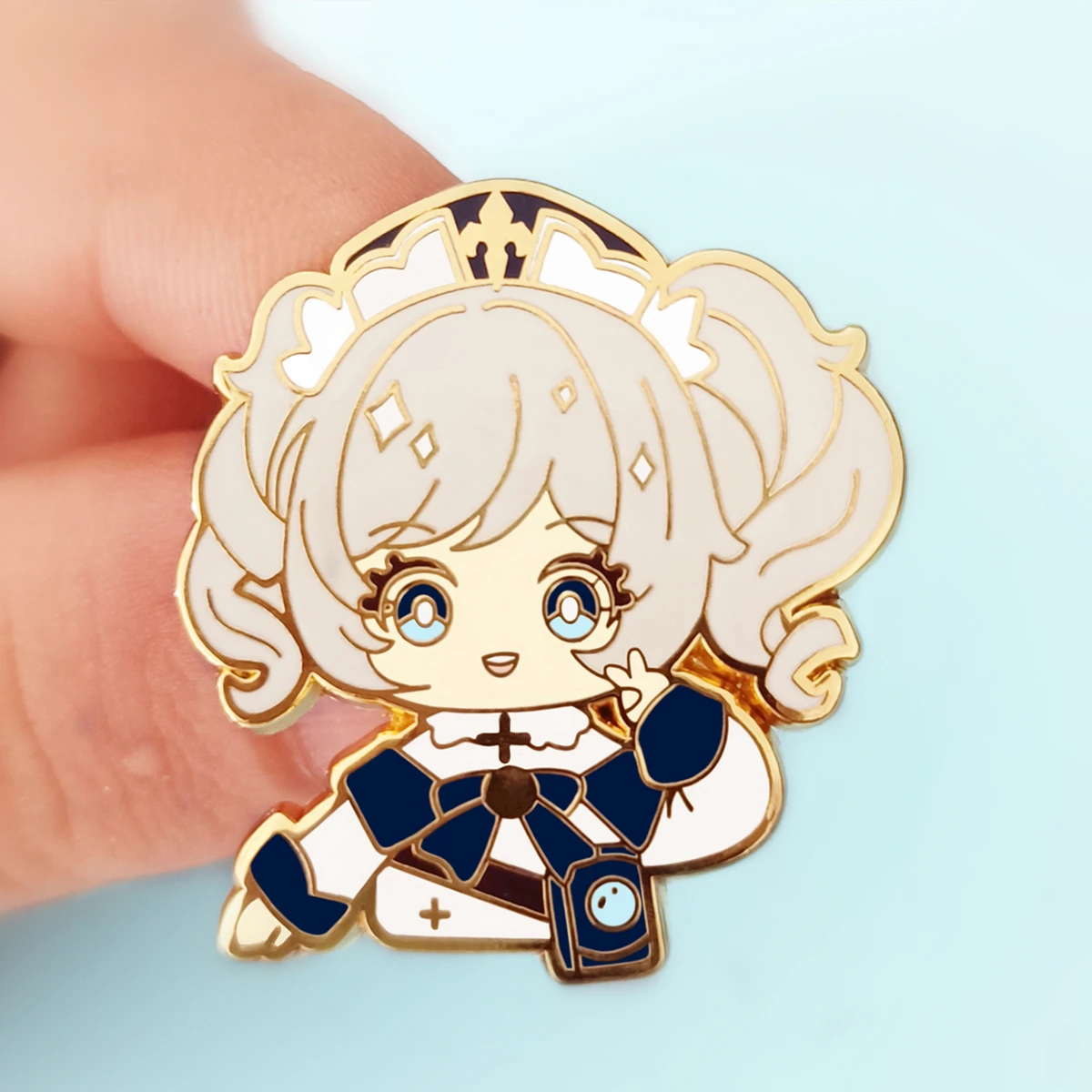 Genshin Impacts Barbara Gunnhildr Hard Enamel Pin Kawaii Cute Doll Curls Girl Brooch Cartoon Anime Game Fans Badge Jewelry Gift