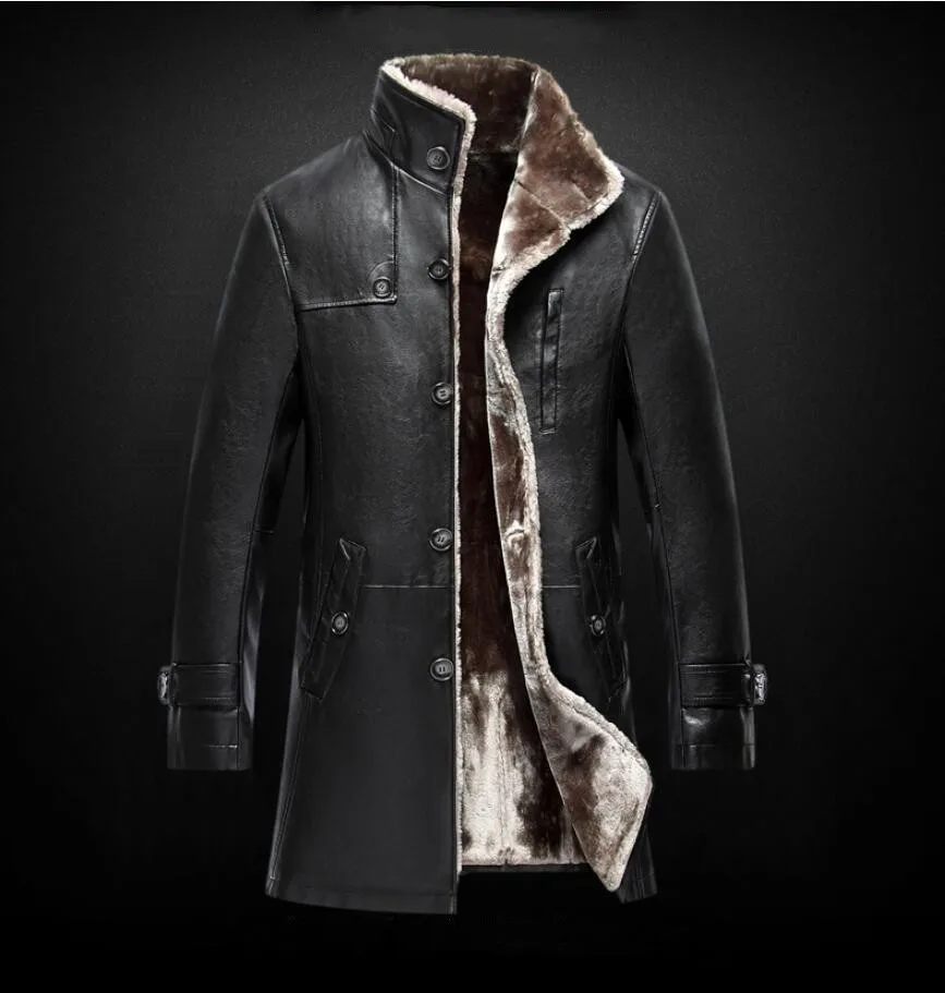 Mens Clothing Genuine Sheep Leather Coat Winter Parka Real Fur Long Plush Thick Oversize Sheepskin Jackets For Man M-5XL