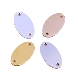 20 pieces 16 * 9mm double hole smooth brass oval metal stamping material necklace pendant tag label DIY jewelry accessories