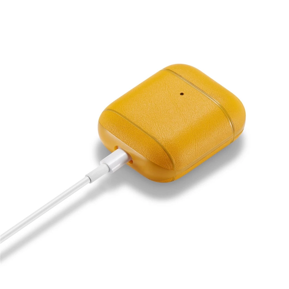 جراب airpod من السيليكون ، حافظة شحن لاسلكية من الجلد الطبيعي لسماعات البلوتوث