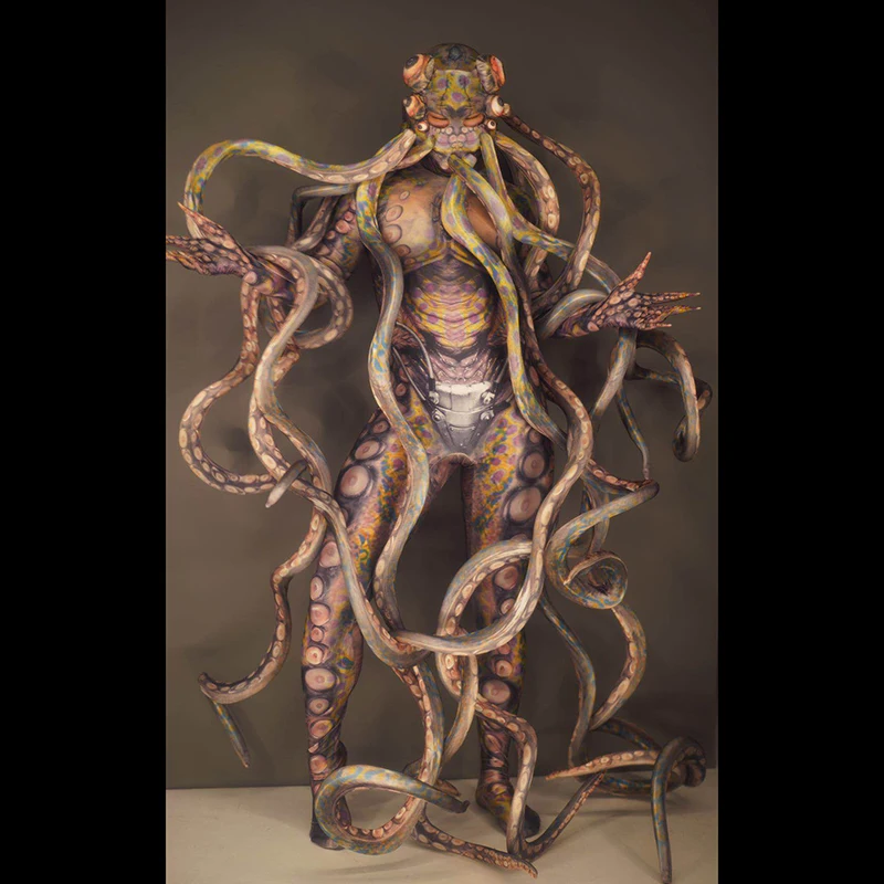 

Stereoscopic print octopus jumpsuit for men and women theme party, stage performance, bar concert, DJ, singer/dancer costume