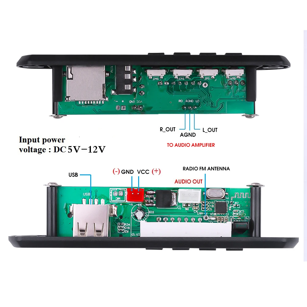 9V-12V MP3 Decoder Board Audio Module USB SD TF WMA WAV Radio FM Bluetooth 5.0 Wireless Music Car MP3 Player With Remote Control