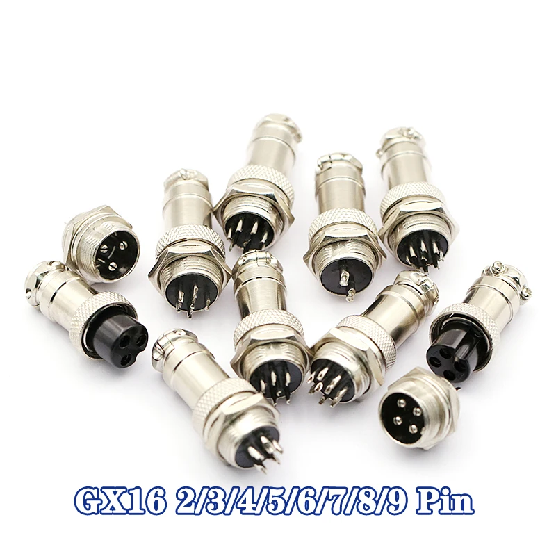 1set GX16 2/3/4/5/6/7/8/9 Pin Male & Female 16mm L70-78 Circular Aviation Socket Plug Wire Panel Connector