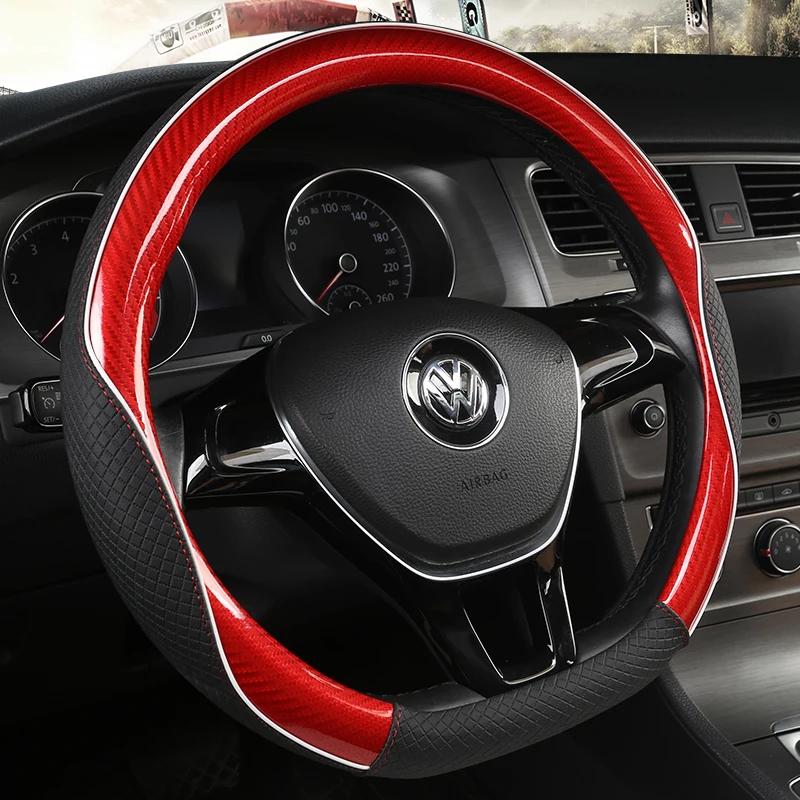 Carbon Fibre+Leather Car Steering Wheel Cover For VW GOLF 7 2015 POLO JATTA Passat Tiguan For Nissan Qashqai J11 X-trail T32