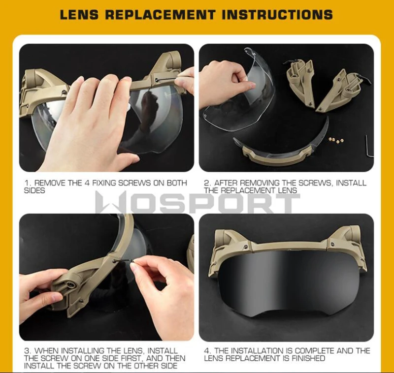 Tactical Helmet Flip Goggles Hunting Outer Suspension Helmet Windproof Waterproof Eye Protective Goggles Anti-frog Glasses