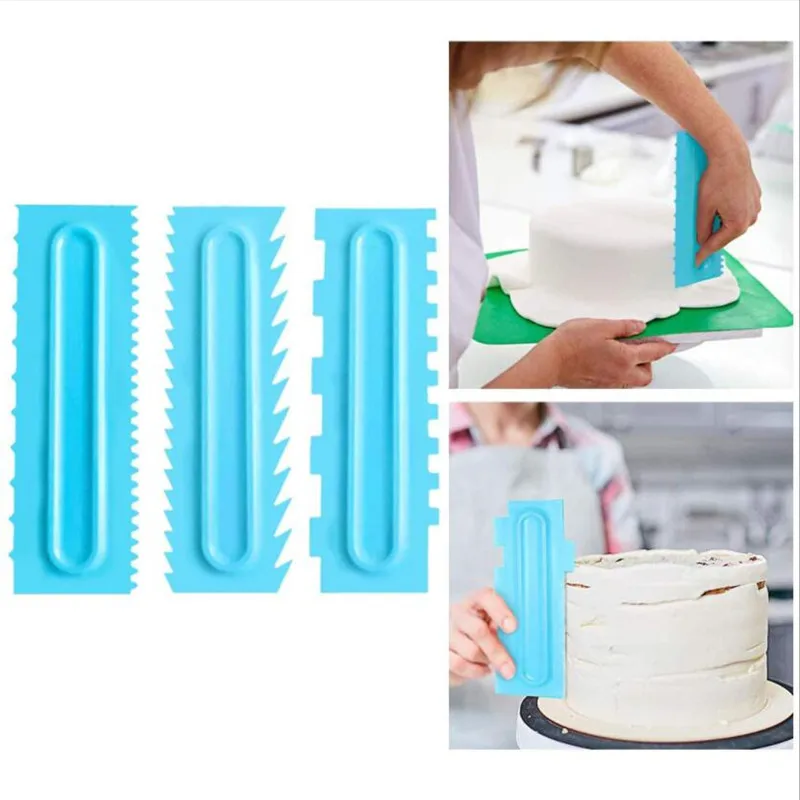 Cake Scraper Cream Smoother Pastry Icing Combs Baking Accessories 1Pcs Fondant Spatulas Food Grade Plastic Cake Decorating Comb